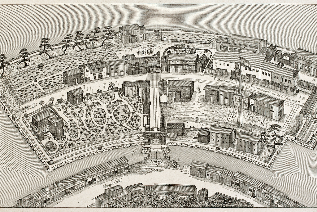 Dutch people were the first to introduce Japanese chocolate. This is a diagram of a port that welcomed the Dutch.