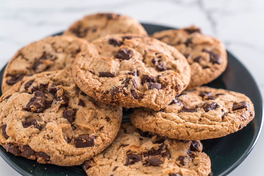 A photograph of chewy chocolate chip cookies, which is a viable gift for White Day in Japan.