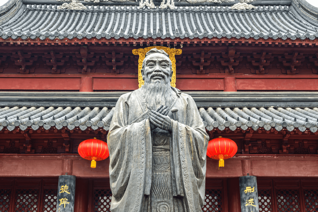 Confucius Zen Buddhism, statue. Located in Nanjing Confucius Temple, Nanjing City, Jiangsu Province, China