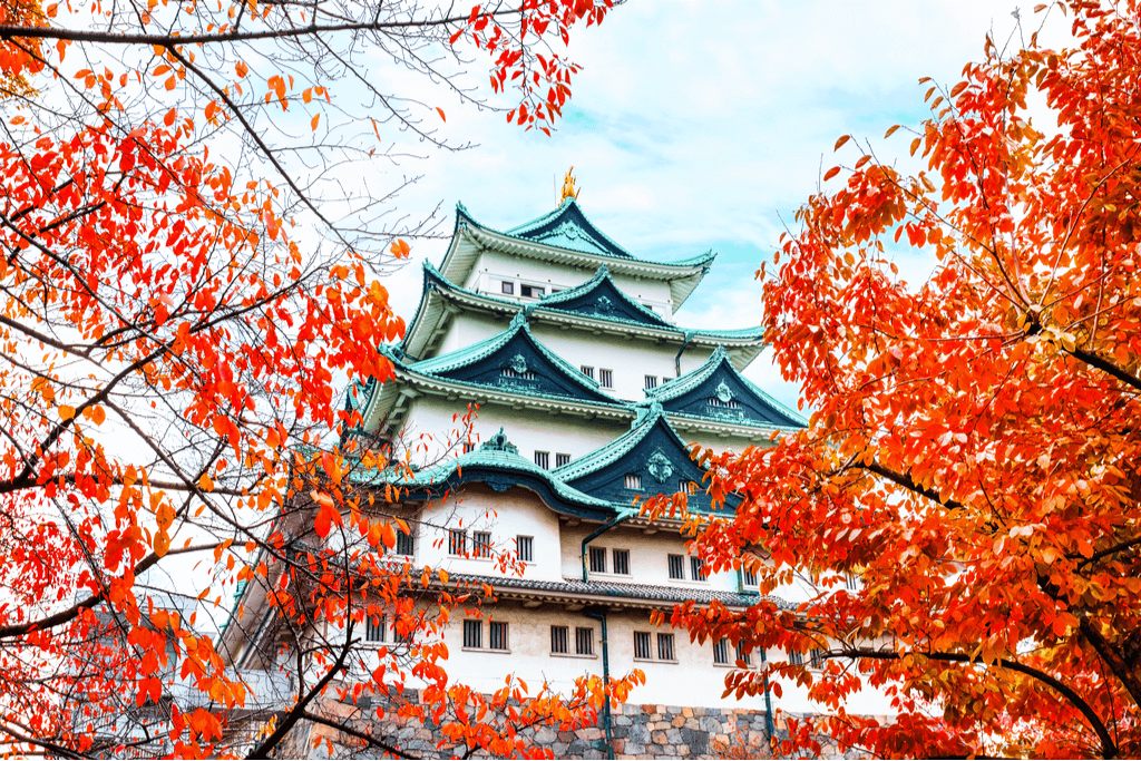 An autumn shot of Nagoya Castle in Aichi Prefecture.