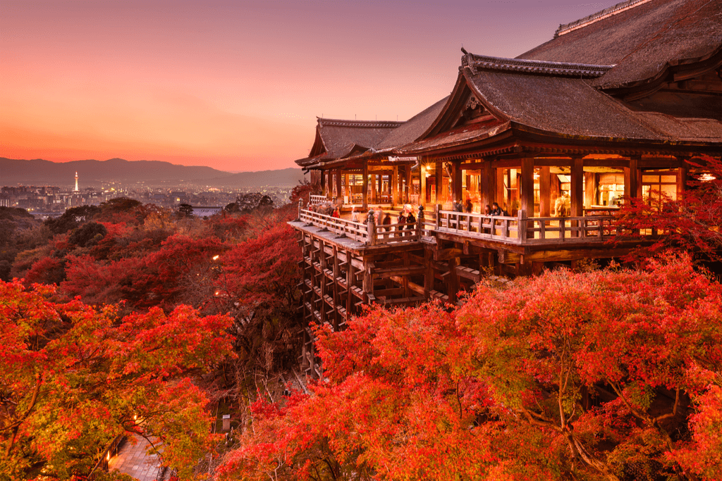 Kiyomizu Temple, in Kyoto, Japan during the autumn season 