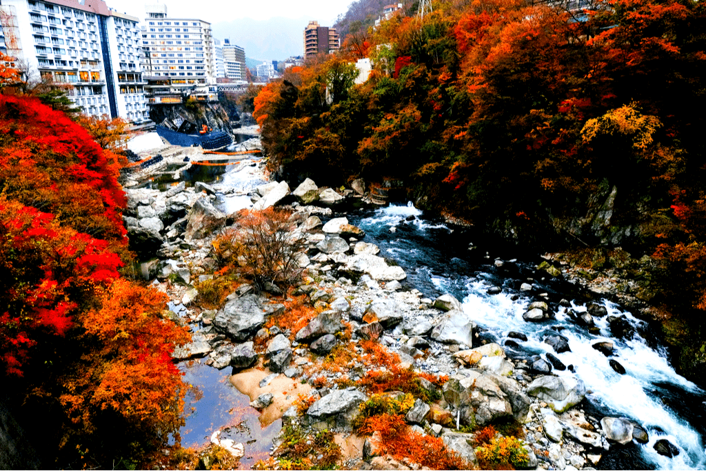 A shot of the Kinugawa River near Kinugawa Onsen.