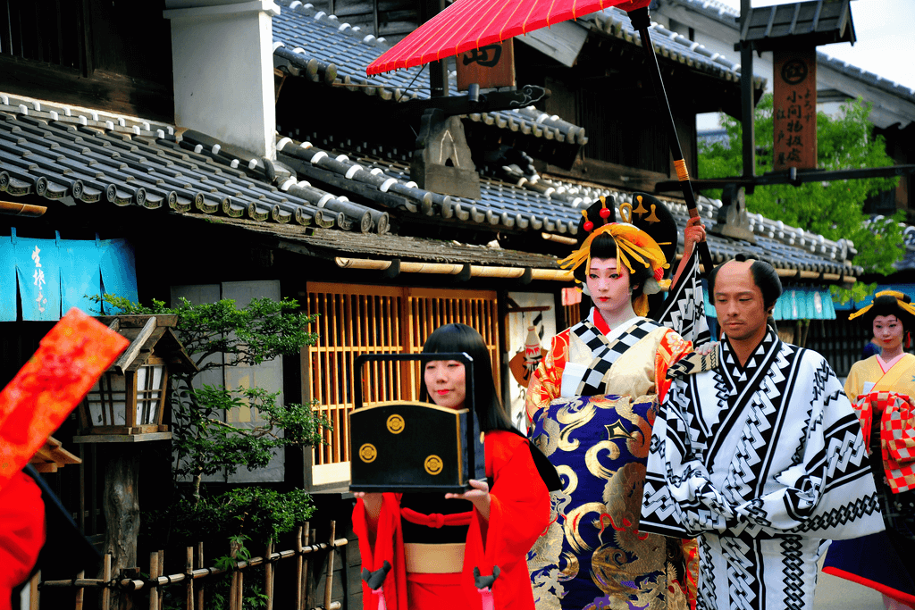 A traditional parade in Edomura, a historical village in Nikko, Japan.