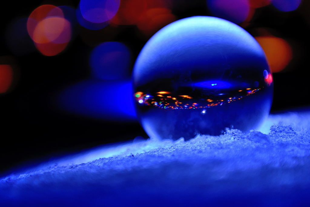 An ice ball at the Tokamachi Snow Festival, one of the more simple snow sculptures.