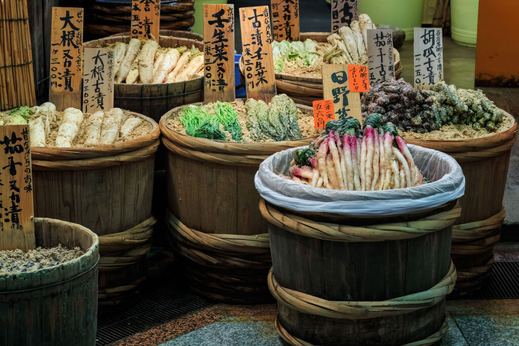Salty pickled vegetables in Japan