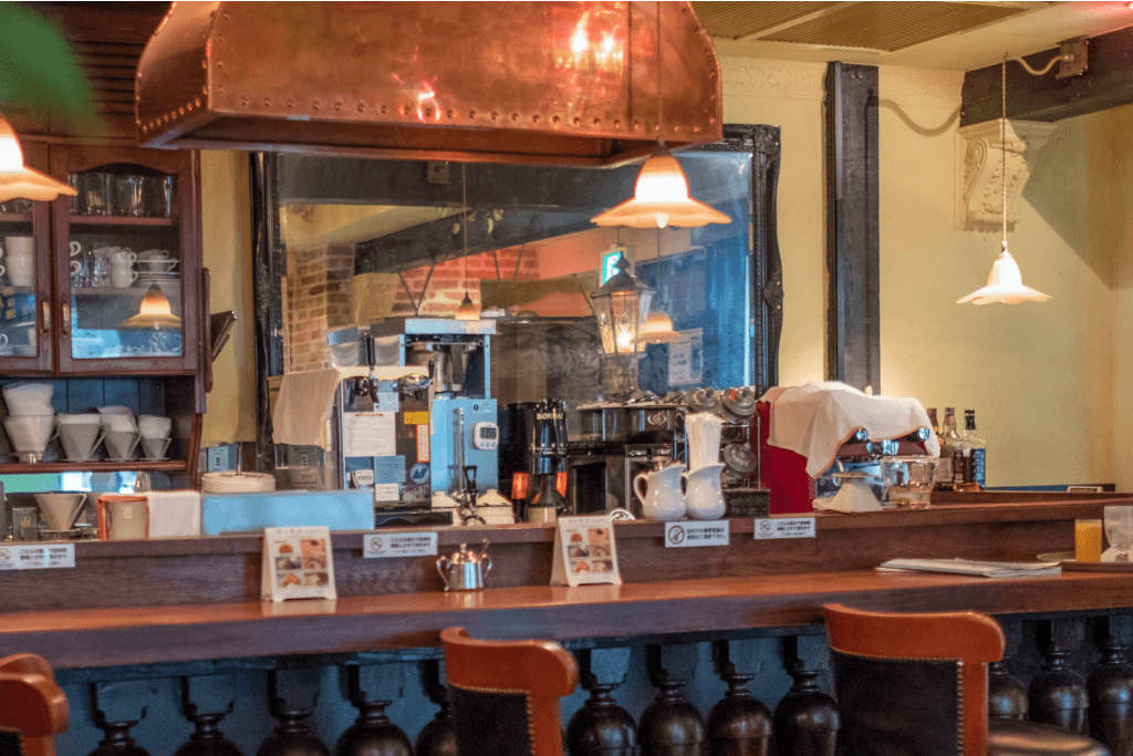 The interior of a Japanese cafe.