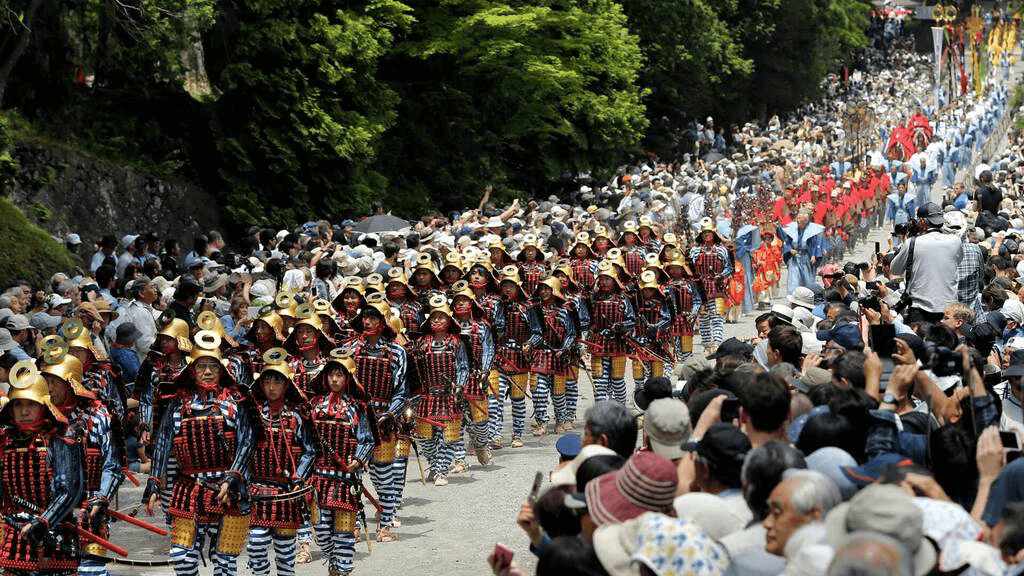 Many participants at the One Thousand Samurai Procession in Nikko.