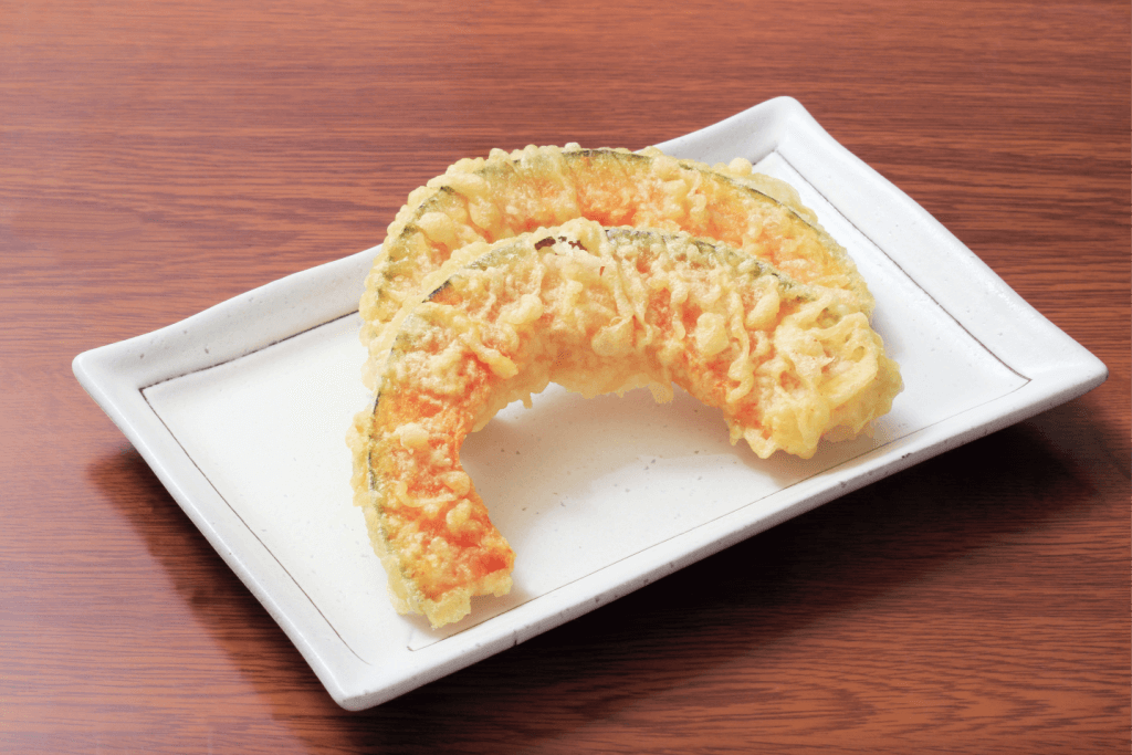 A plate of pumpkin tempura.