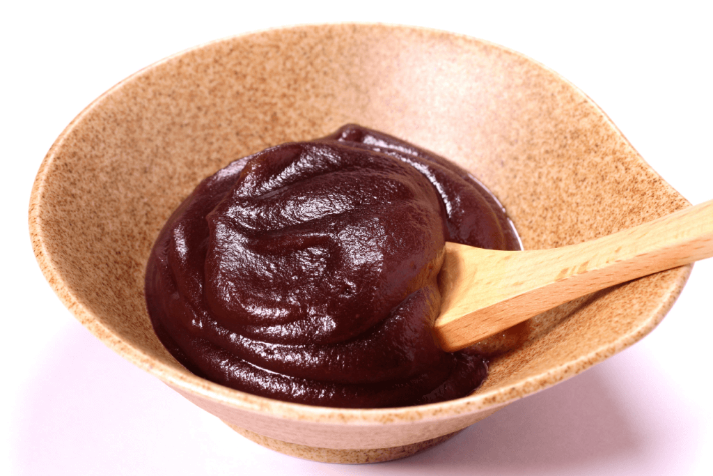 A bowl of red bean paste.