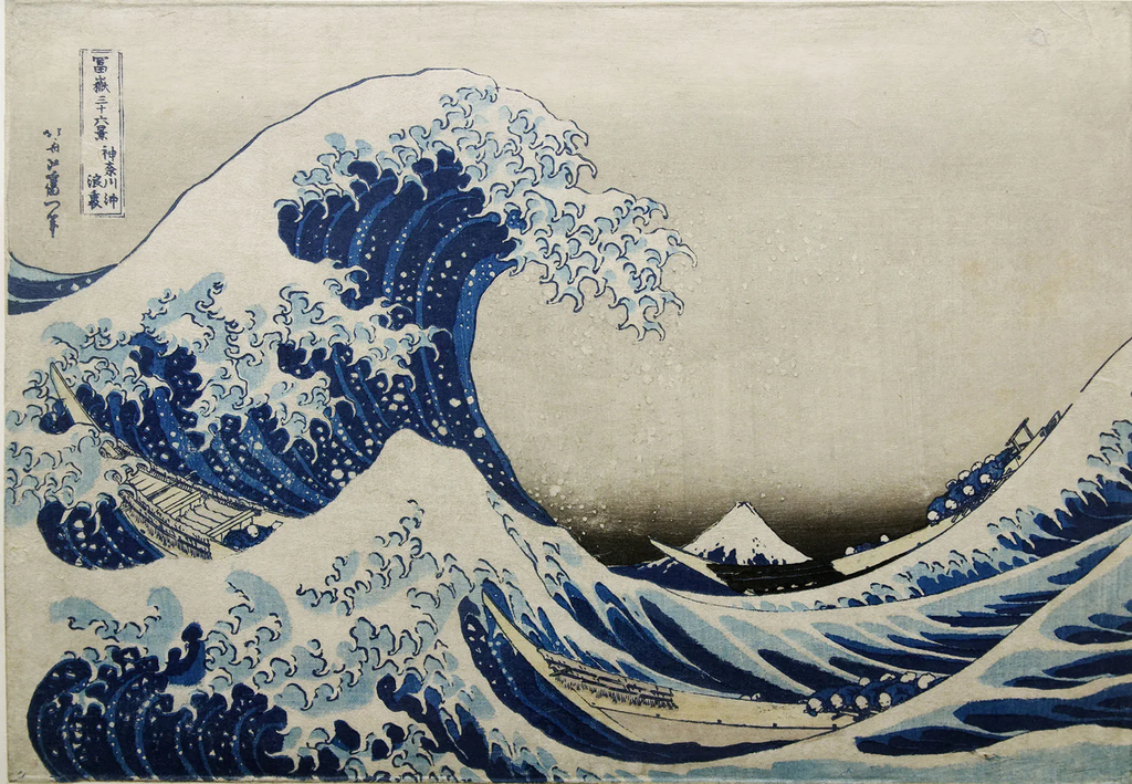 "The Great Wave of Kanagawa" by Hokusai, one of the most famous Japanese woodblock prints of all time.