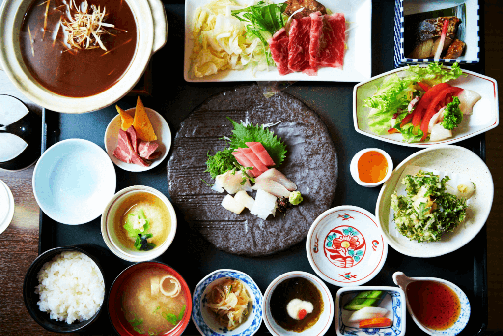 A kaiseki ryori presentation. It's a multi course Japanese meal.