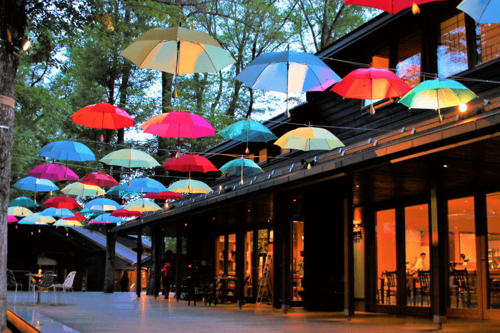 A bunch of umbrellas in Karuizawa, Nagano.