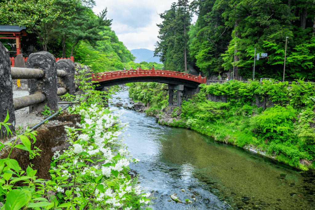 A bridge at a river in Nikko.