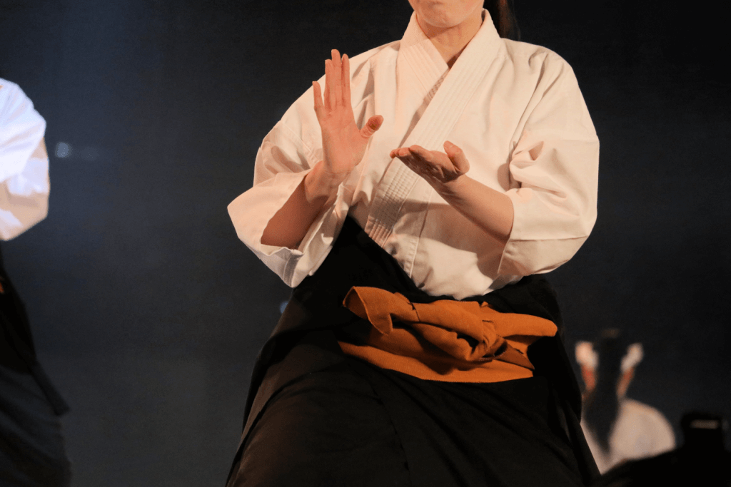 A person practicing Okinawan karate.