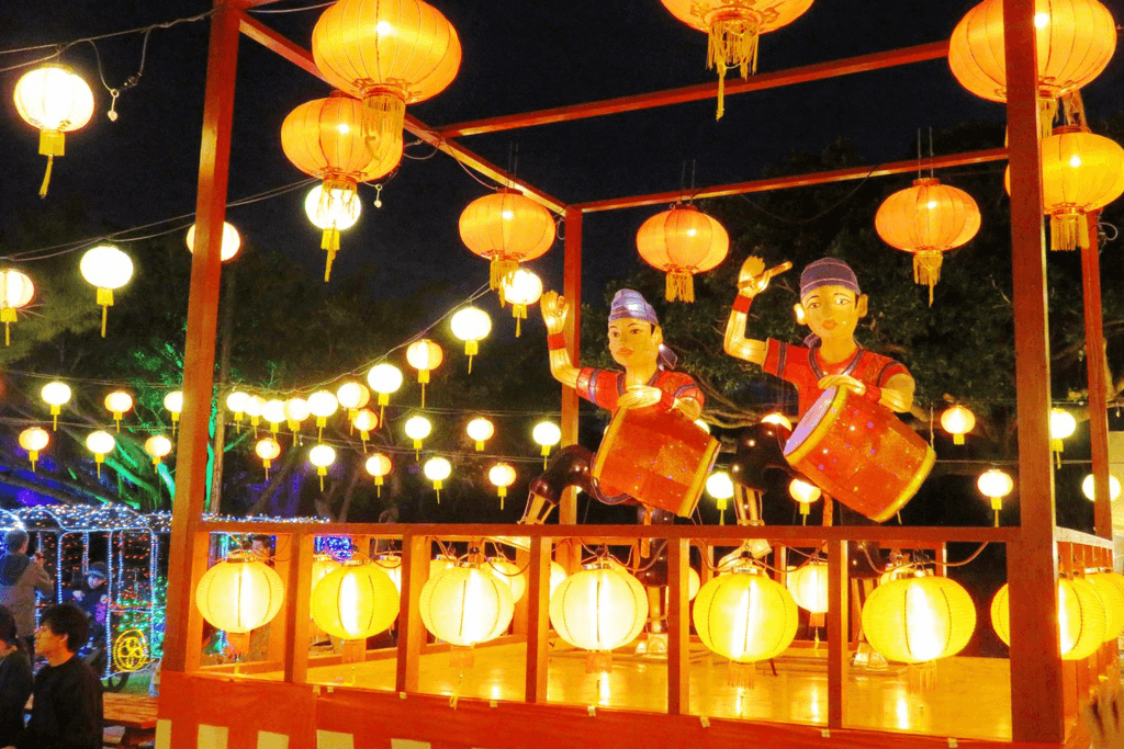 The Ryukyu Lantern Festival at night, one of many Okinawa Festivals.