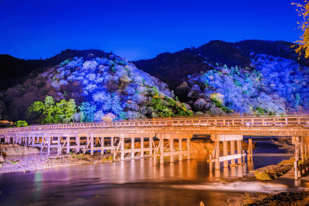 Togetsukyo Bridge at night.