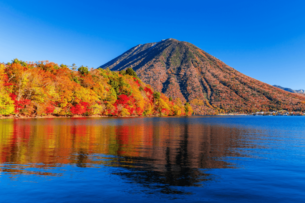 Lake Chuzenji in Nikko during autumn in Japan.