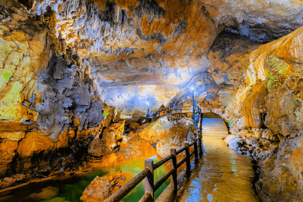 The inside of Akiyoshido Cave.
