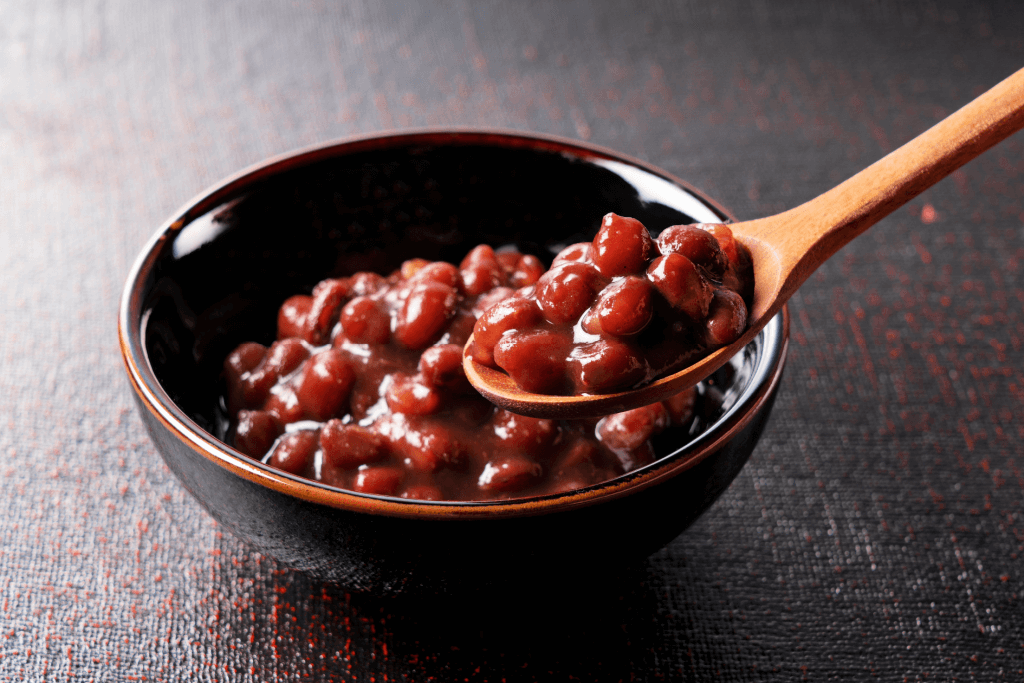 A bowl of red bean paste.