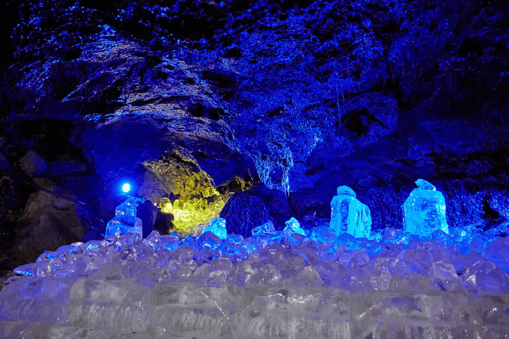The inside of Narusawa Ice Caves.