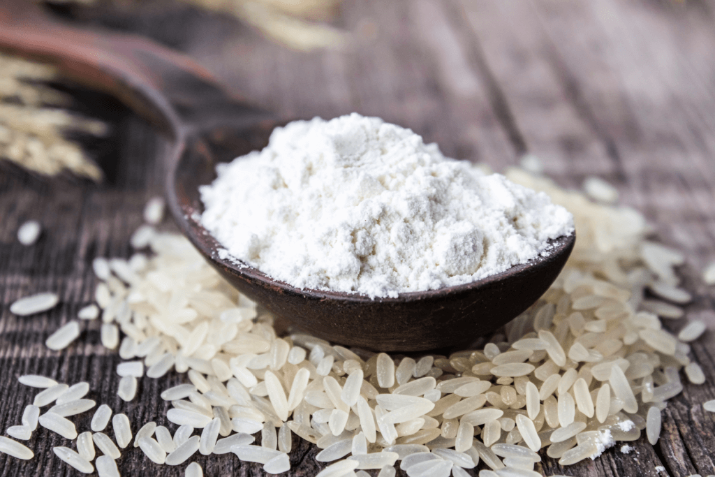 A scoop full of rice flour.