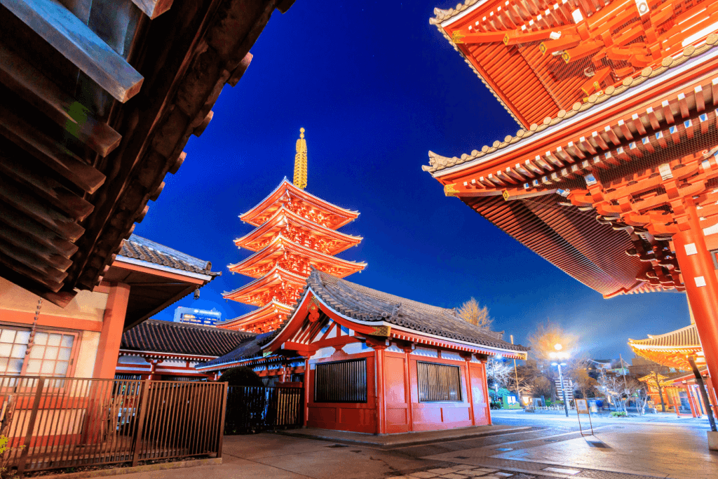 A Shinto temple in Asakusa, Tokyo.