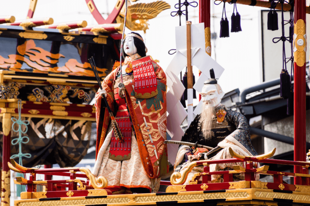 A porcelain doll on display at the Takayama Autumn festival, an October festival.