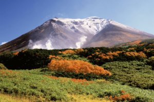 Asahi-dake one of many snowy mountains in Hokkaido.