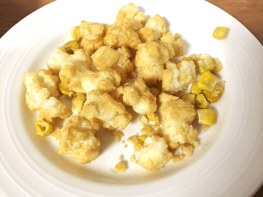 A plate of corn okaki.