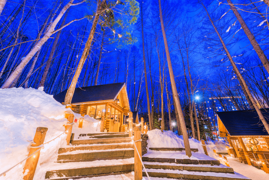 A cabin in Furano, during happy holidays in Hokkaido.