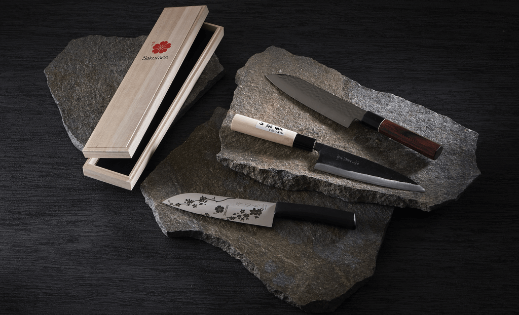 Three custom Japanese knives from Sakuraco.