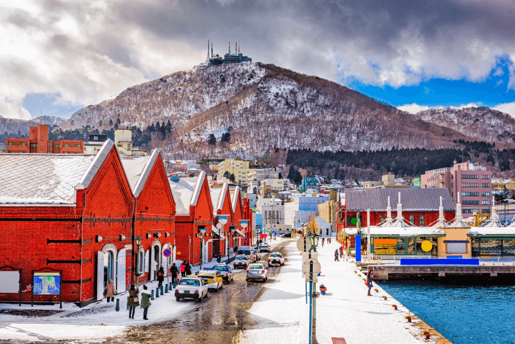 Mount Hakodate during the winter.