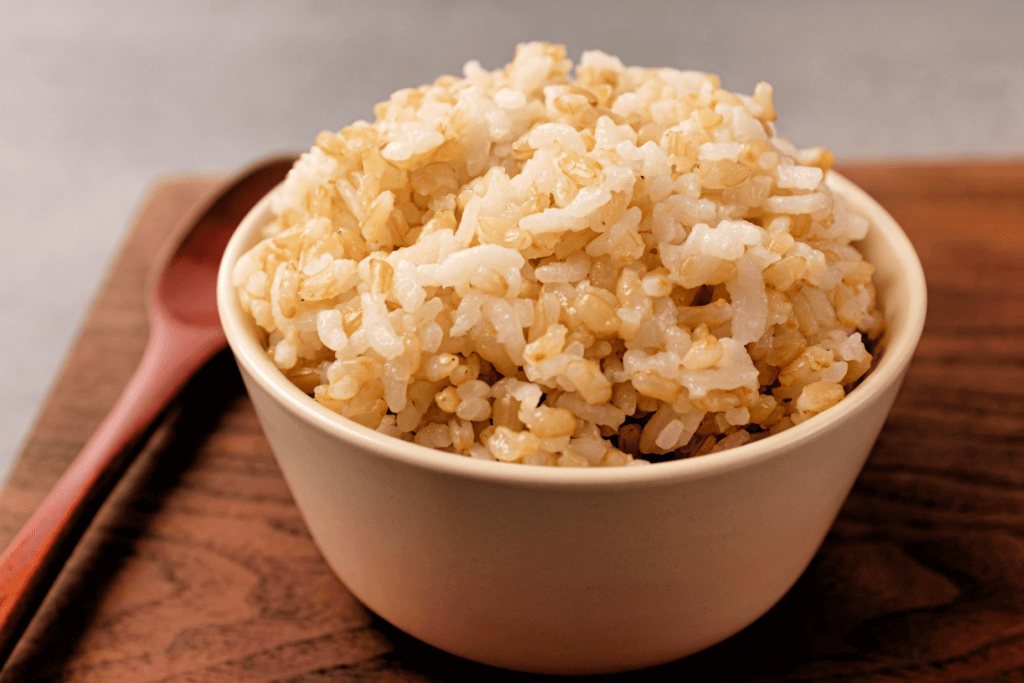 A bowl of brown rice.