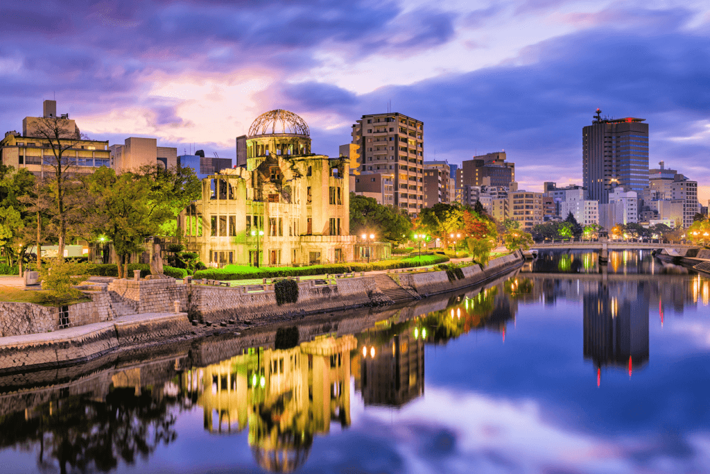 The skyline of the Hiroshima map.