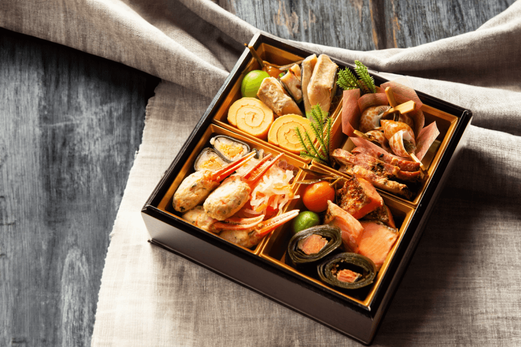 An ozoni ryori box full of delicacies.