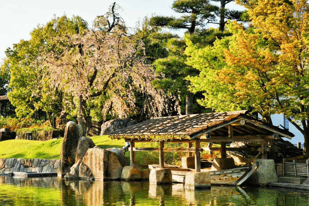A Japanese garden near the Tokugawa Art Museum.