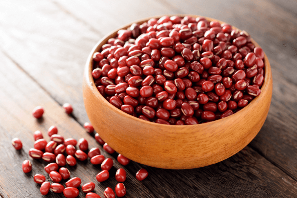 A bowl of red azuki beans.