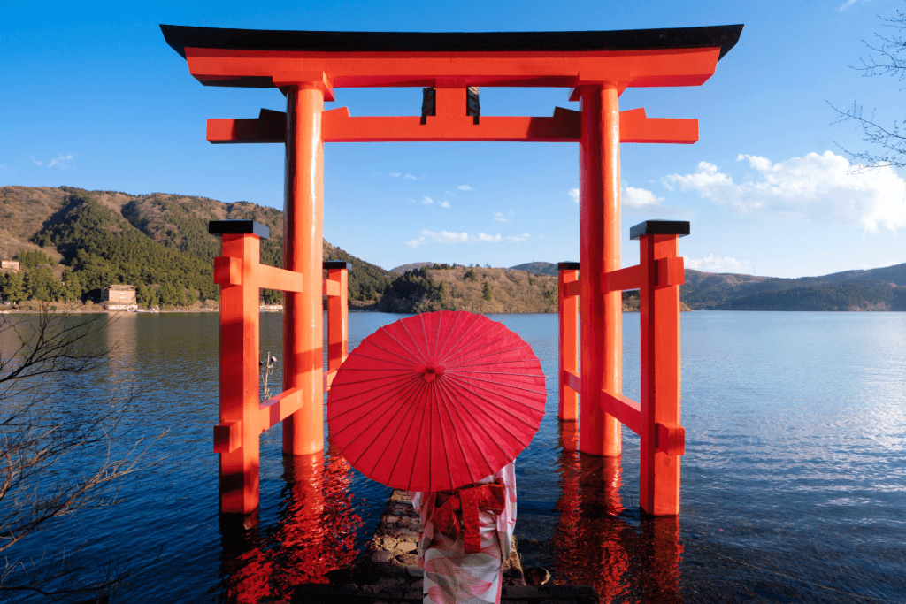 A torii gate in Hakone.