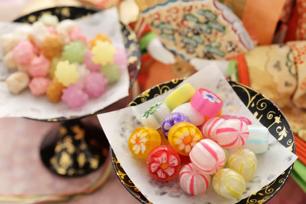 An assortment of Japanese sweets.