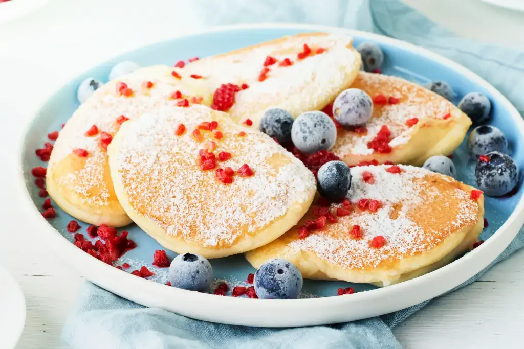 Japanese pancakes with blueberries.