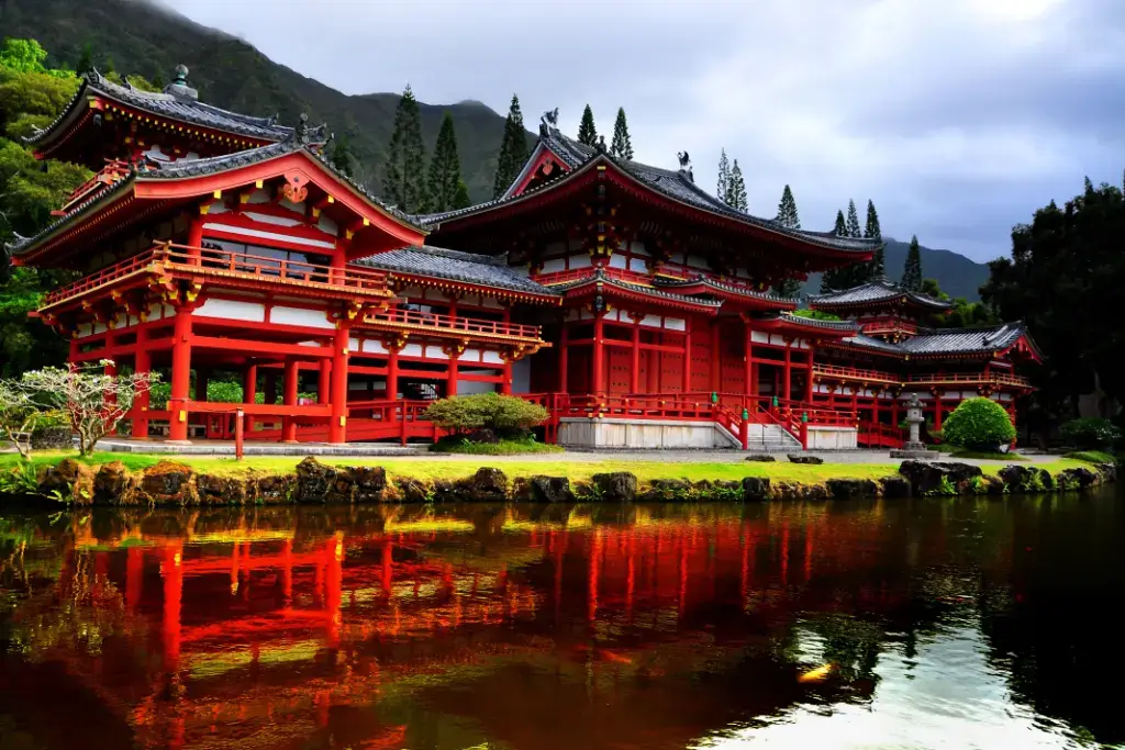 The Byodo-in Temple. It's red.