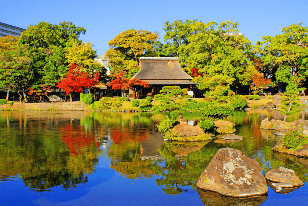 Suizenji Temple Garden in the autumn.