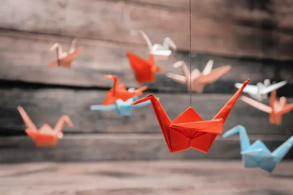 Origami paper cranes.