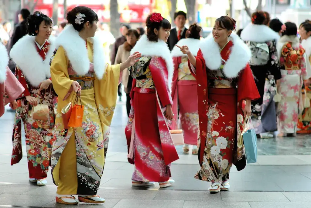 20-year-ol women dressed up in kimono for Seijin Shiki, one of many Japanese holidays .