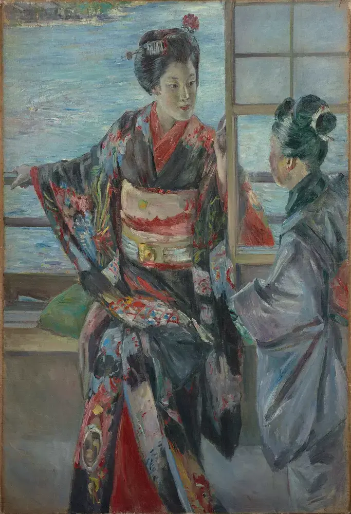 A soft painting featuring an apprentice geisha.