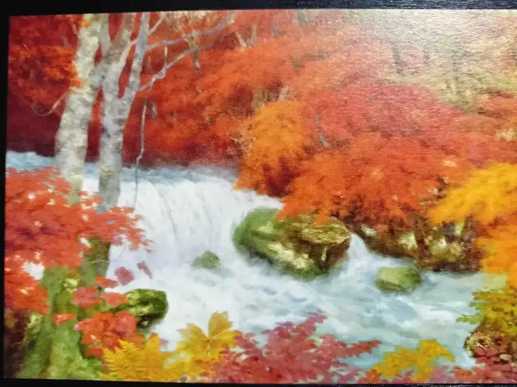 A dreamy autumn scene on a river.
