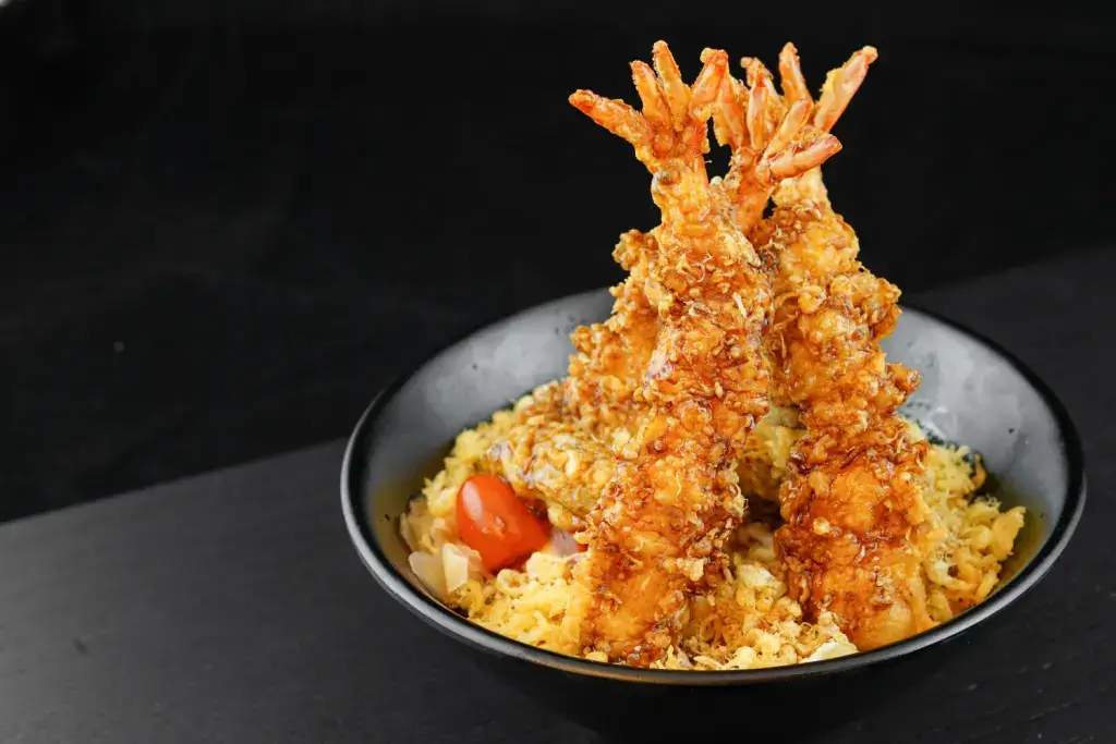 A shrimp tempura donburi.