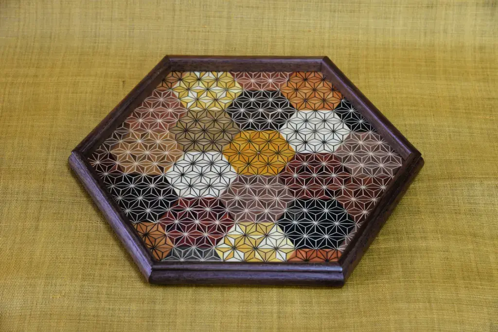 A hexagonal Japanese marquetry.