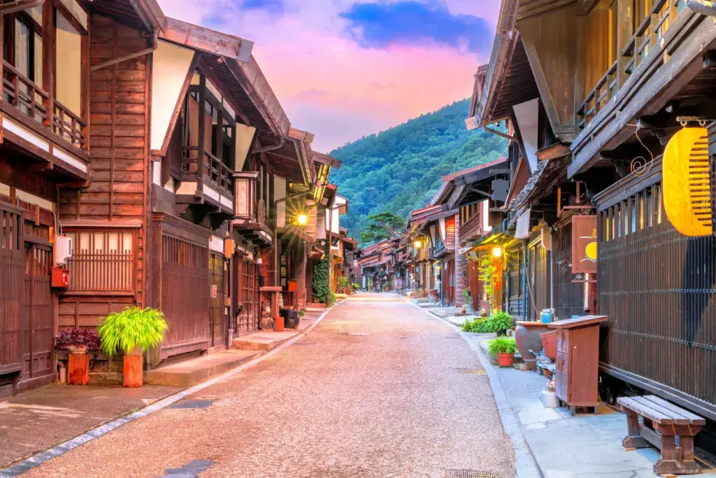 Town houses in the mountainside Nagano town of Narai-juku.