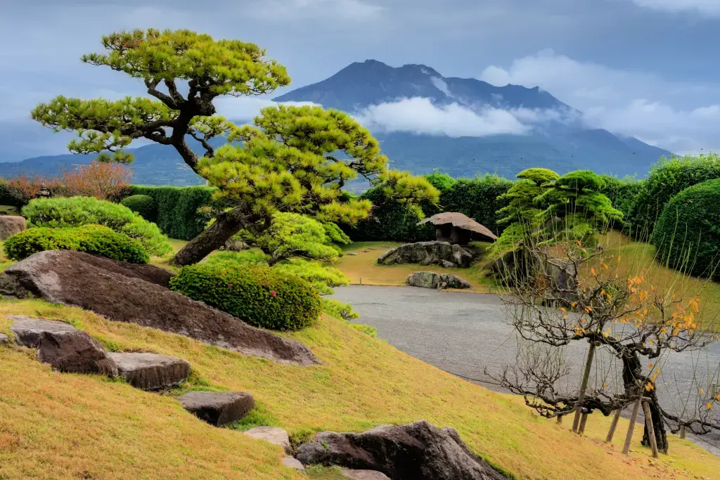 A life-size bonsai tree in Senganen Garden.